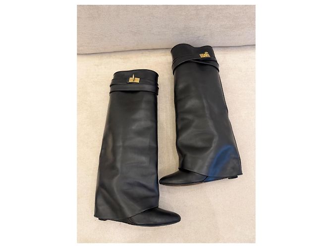 Givenchy Shark Botas em Couro Preto - vista 5