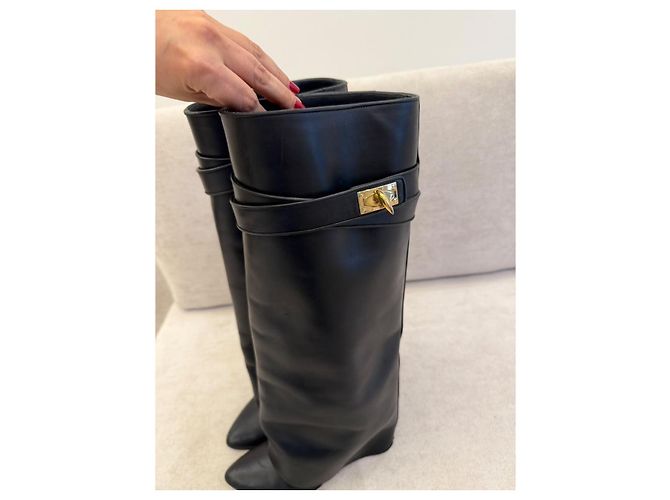 Givenchy Shark Botas em Couro Preto - vista 8