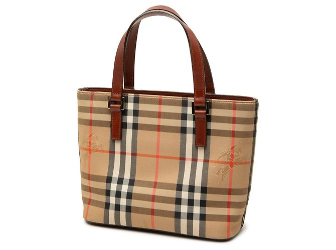 Borsa a mano Burberry Haymarket Check Canvas Beige - vista 2