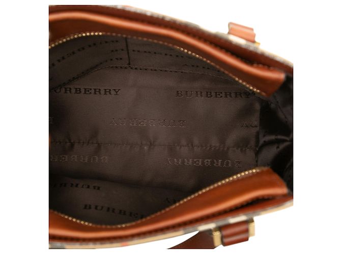 Borsa a mano Burberry Haymarket Check Canvas Beige - vista 4
