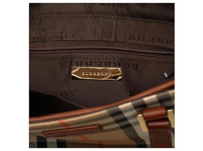 Borsa a mano Burberry Haymarket Check Canvas Beige - vista 5