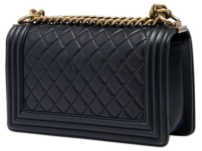 Borsa a tracolla Chanel Boy Flap in pelle d'agnello matelassé, Old Medium, Nera - vista 2