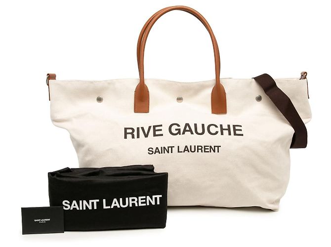 Autre Marque Borsa Tote da Viaggio Maxi Canvas Rive Gauche Saint Laurent Bianca - vista 6