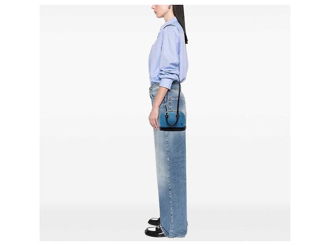Borsa Satchel Alma BB Louis Vuitton Epi Denim Blu - vista 5