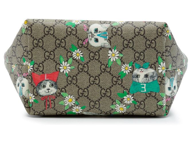 Borsa Tote Gucci Yuko Higuchi per bambini GG Supreme Cats and Daisies beige - vista 3
