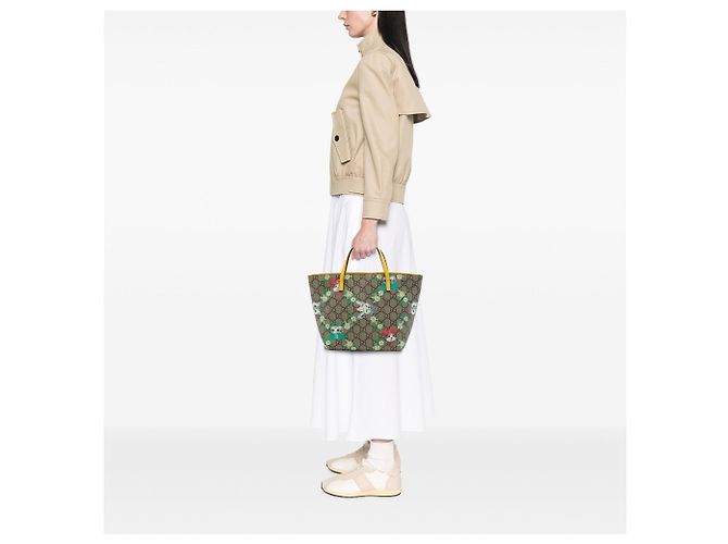 Borsa Tote Gucci Yuko Higuchi per bambini GG Supreme Cats and Daisies beige - vista 6