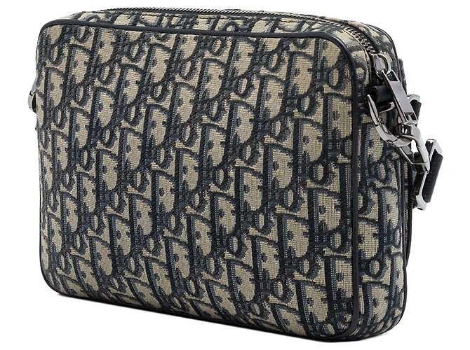 Borsa a tracolla Saddle Triple Pouch in tela Dior Oblique blu - vista 2