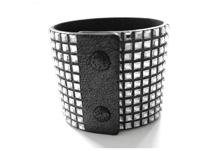 Balmain Bracelete de Couro e Cristais - vista 2