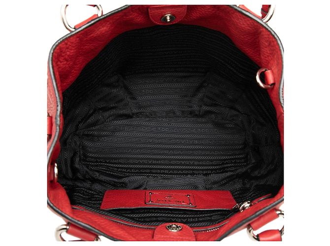 Rote Prada Vitello Daino Open Convertible Tote Satchel - Ansicht 4