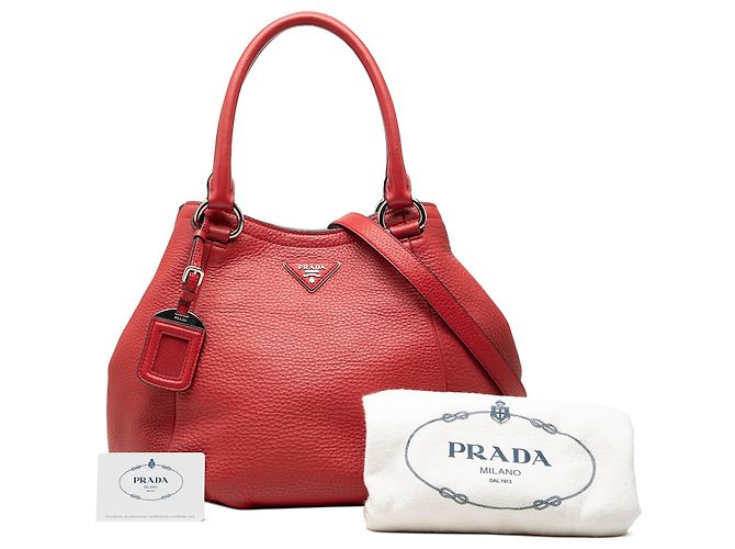 Rote Prada Vitello Daino Open Convertible Tote Satchel - Ansicht 7
