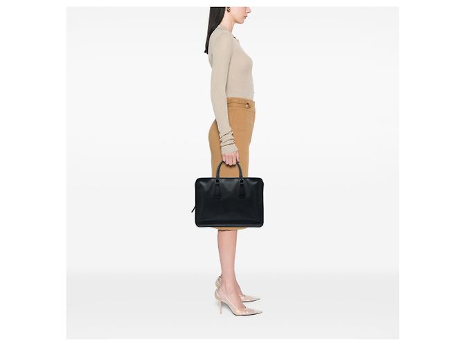 Sac business Prada Saffiano noir - vue 6