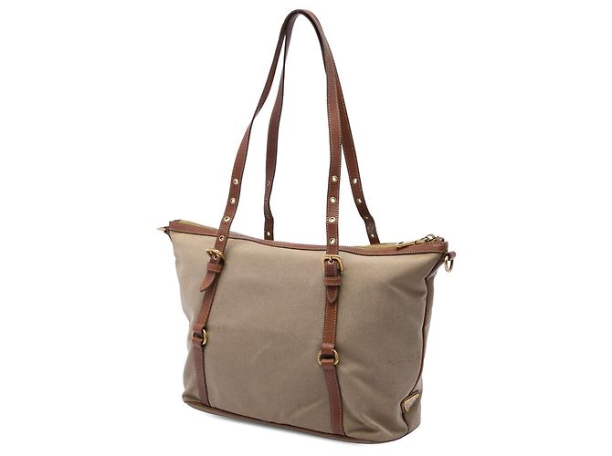 Tote Prada em lona Canapa com logo castanho - vista 2
