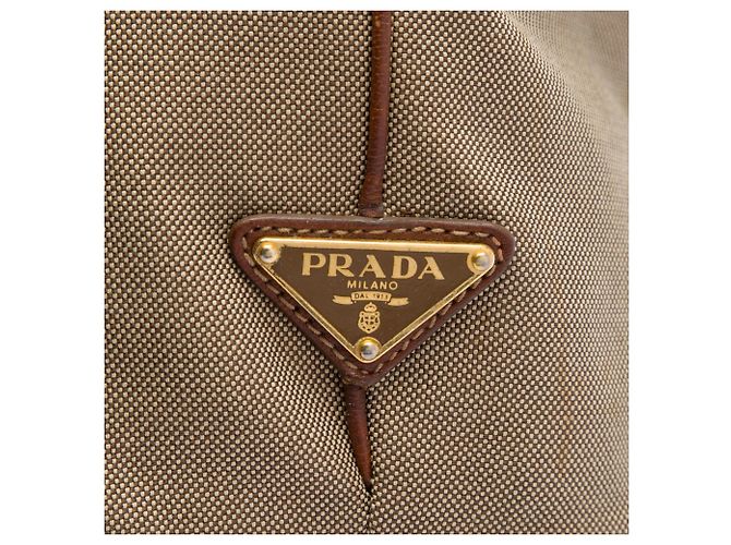 Tote Prada em lona Canapa com logo castanho - vista 5