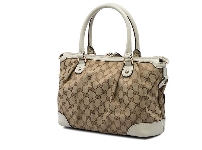 Borsa Satchel Gucci GG Canvas Sukey Bianca - vista 2