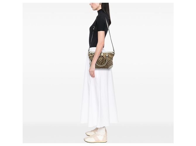 Borsa Satchel Gucci GG Canvas Sukey Bianca - vista 5