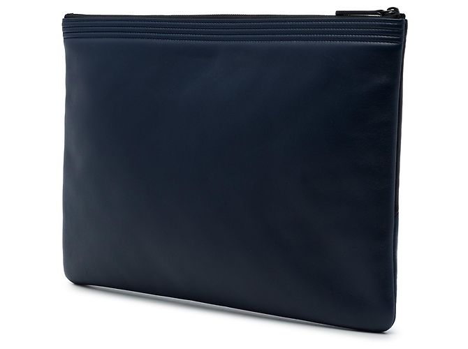 Clutch Chanel Boy O Case Large in pelle d'agnello bicolore blu - vista 2
