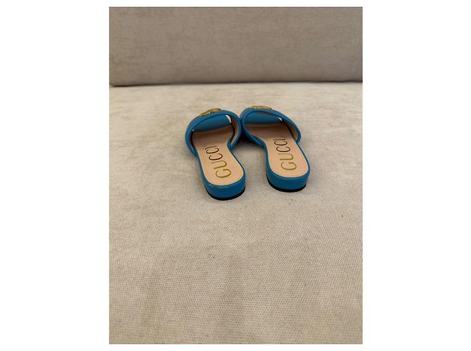 Gucci Marmont Mules in pelle matelassé blu - vista 2