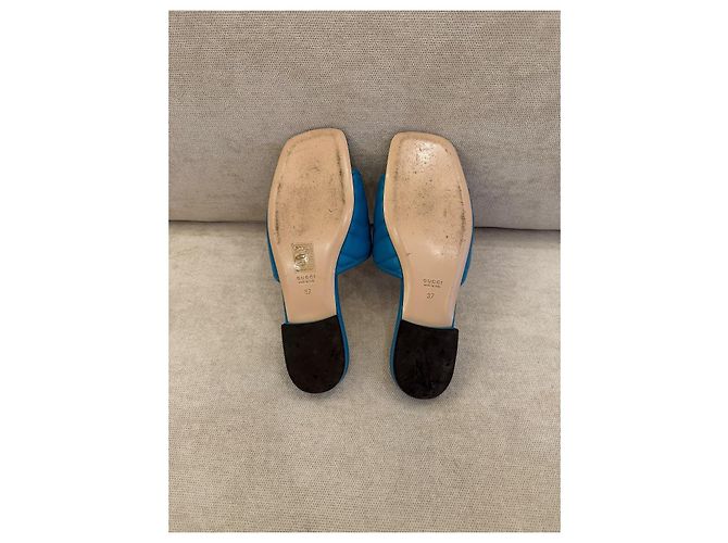 Gucci Marmont Mules in pelle matelassé blu - vista 7