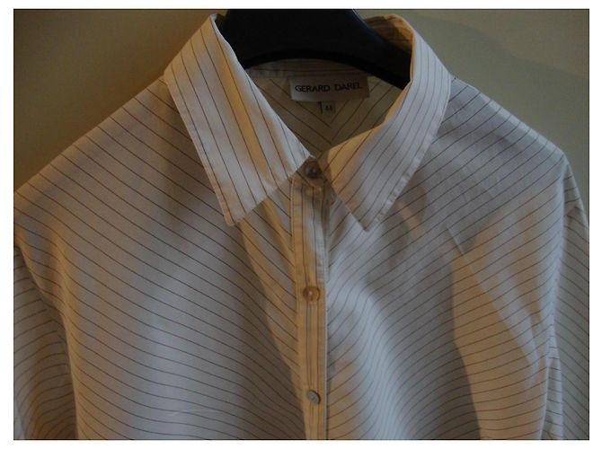 Gerard Darel Camisa de Algodão às Riscas Branco/Castanho - vista 4