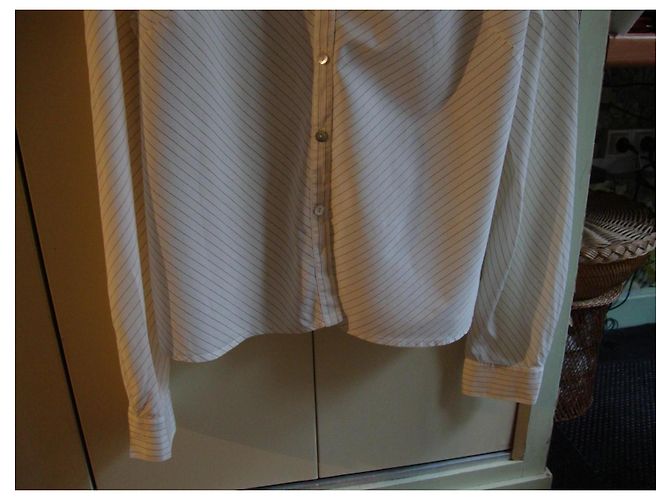 Gerard Darel Camisa de Algodão às Riscas Branco/Castanho - vista 5