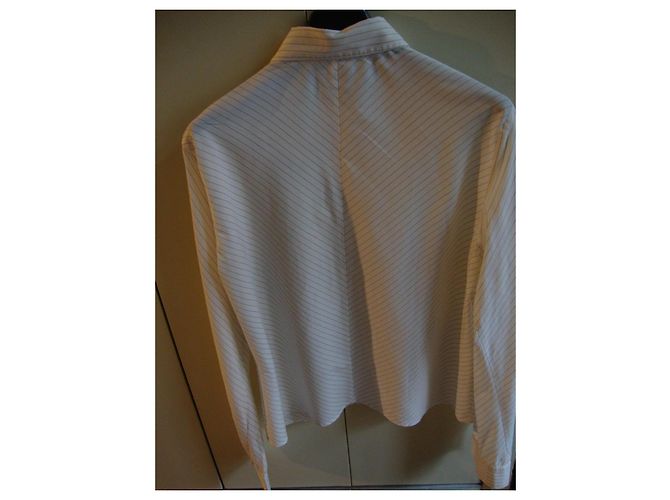 Gerard Darel Camisa de Algodão às Riscas Branco/Castanho - vista 6