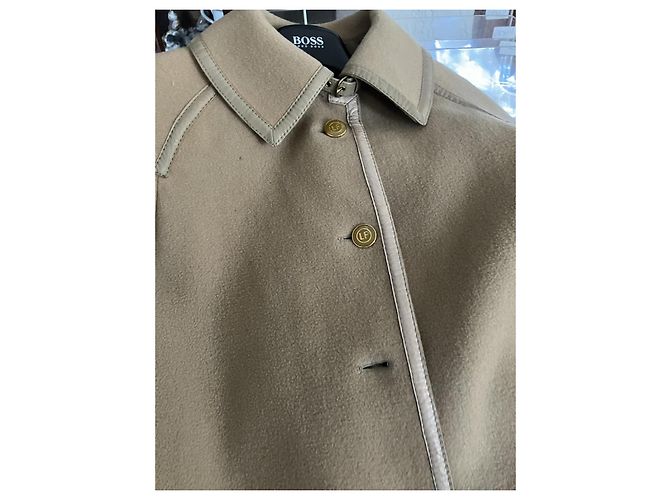 Louis Féraud Abrigo Largo de Lana Beige - vista 7