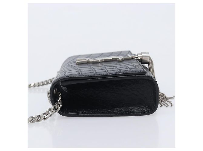 Autre Marque Saint Laurent Classic Monogram Tassel Chain Crocodile Embossed Leather - vista 4