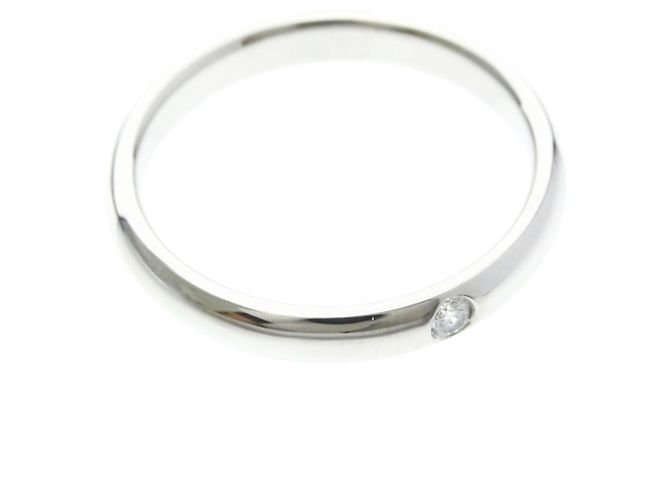 Harry Winston Platin-Ehering mit 1P Diamant - Ansicht 9