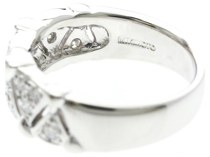 Anel Aliança Mikimoto em Platina e Diamantes - vista 6
