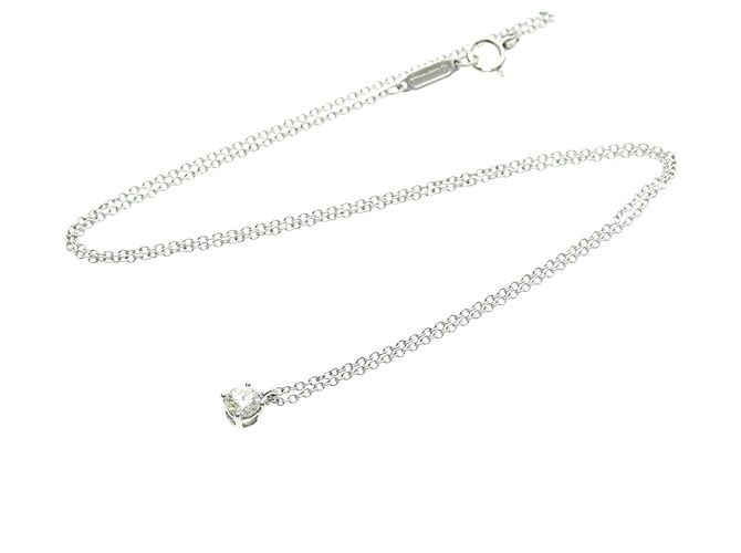 Autre Marque Tiffany Solitär-Diamantcollier aus Platin - Ansicht 13