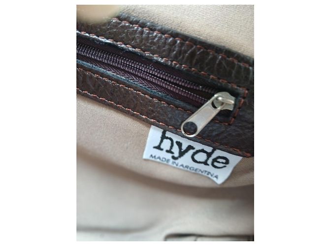 Autre Marque Clutch Hyde in pelle e pelliccia marrone - vista 3