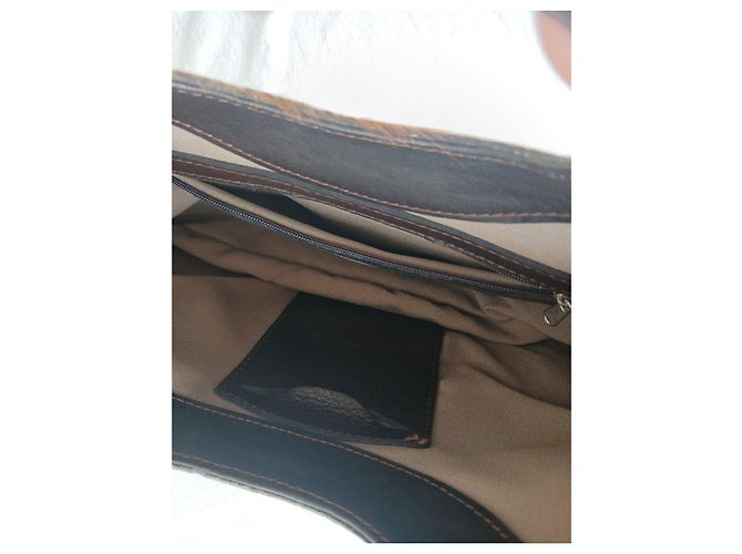 Autre Marque Clutch Hyde in pelle e pelliccia marrone - vista 7