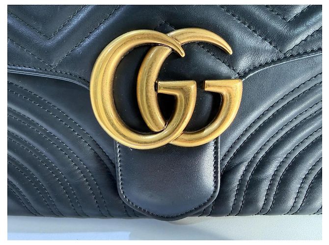 Gucci GG Marmont Borsa a Mano Top Handle in Pelle Nera - vista 2