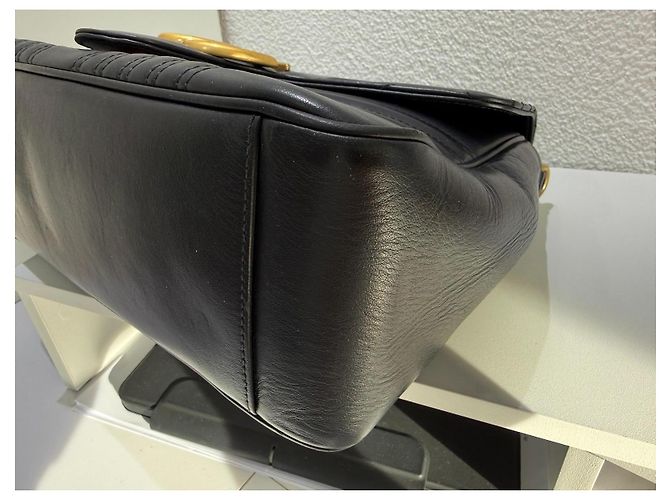 Gucci GG Marmont Borsa a Mano Top Handle in Pelle Nera - vista 7