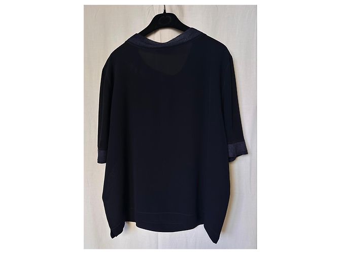 Giorgio Armani Rundhals-Pullover aus Seide in Marineblau - Ansicht 3