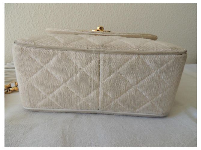 Chanel Piccola Camera Bag in Lino Écru - vista 10