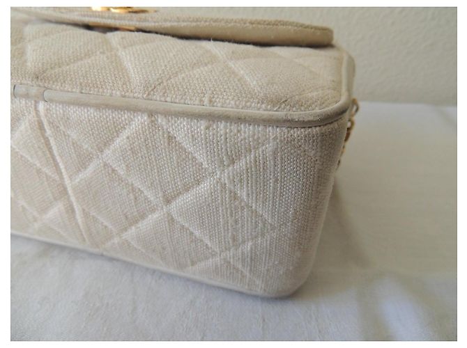 Chanel Piccola Camera Bag in Lino Écru - vista 11
