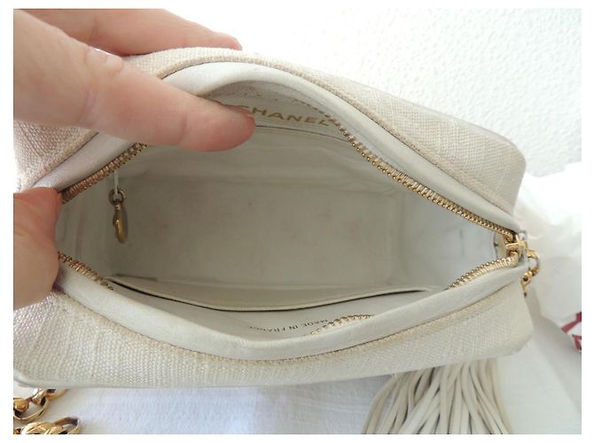 Chanel Piccola Camera Bag in Lino Écru - vista 12