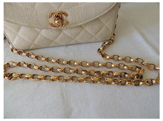 Chanel Piccola Camera Bag in Lino Écru - vista 4