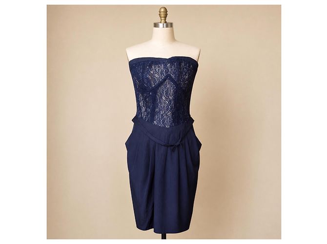Abito bustier Sandro in pizzo blu navy - vista 2