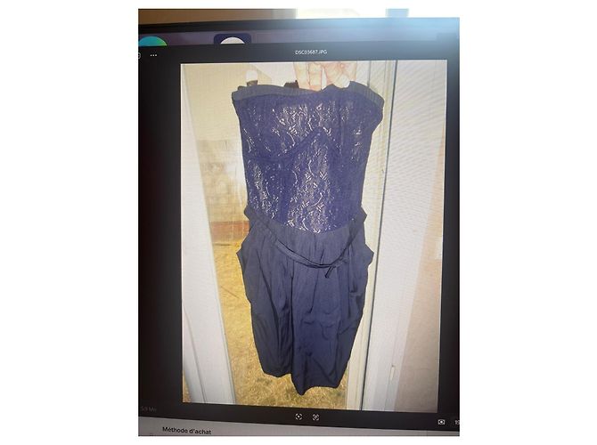 Abito bustier Sandro in pizzo blu navy - vista 4