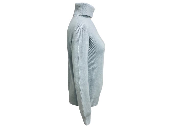 Brunello Cucinelli hellblauer Kaschmir-Rollkragenpullover mit Monili - Ansicht 2