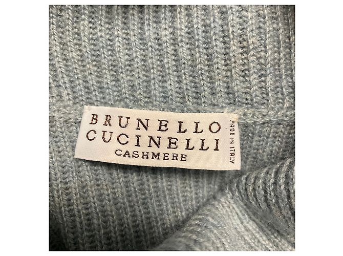 Brunello Cucinelli hellblauer Kaschmir-Rollkragenpullover mit Monili - Ansicht 4