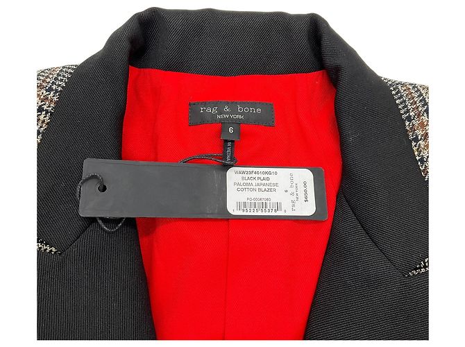 Blazer Paloma Rag & Bone de tweed de lana a cuadros negro - vista 4