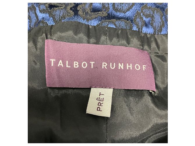 Autre Marque Abito da cocktail Talbot Runhof in jacquard leopard drapé blu metallizzato - vista 4