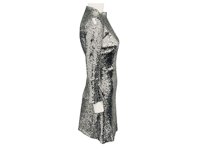 Autre Marque HVN Ashley Sequined Mini Dress Metallic Silver - Ansicht 2