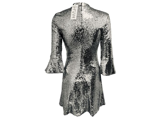 Autre Marque HVN Ashley Sequined Mini Dress Metallic Silver - Ansicht 3
