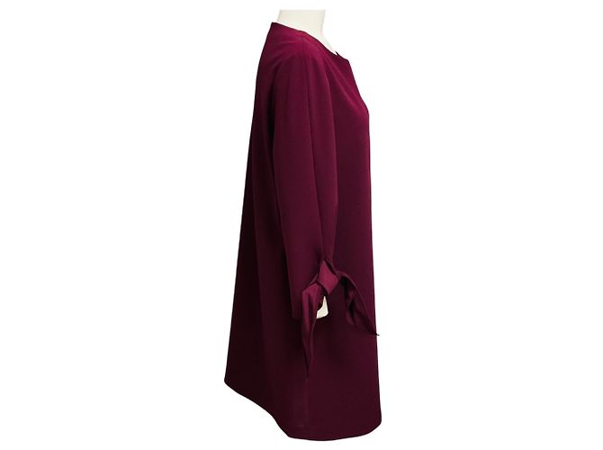 Abito midi in crepe a maniche lunghe Tibi Burgundy - vista 2