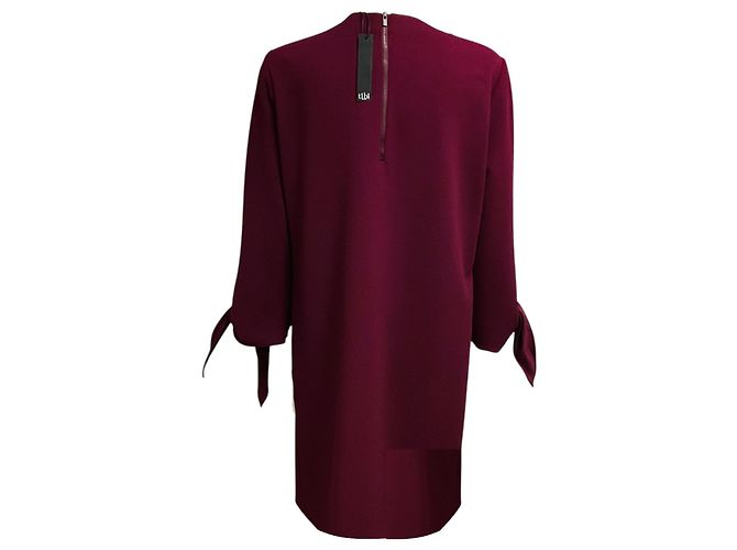 Abito midi in crepe a maniche lunghe Tibi Burgundy - vista 3