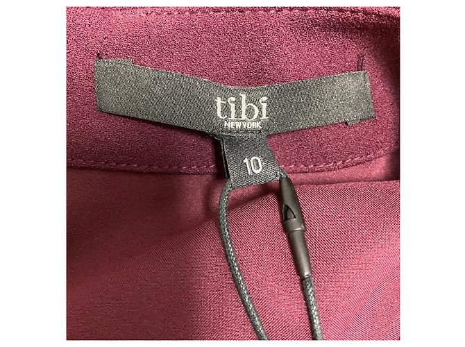 Abito midi in crepe a maniche lunghe Tibi Burgundy - vista 4